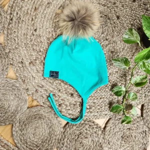 Tuque Turquoise en coton - SUR COMMANDE ''agencement 2x2''