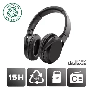 Casque Stéréo sans fil Bluetooth 100% en plastique recyclé