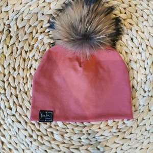 Tuque rose marsala en coton - "agencement nanö" SUR COMMANDE