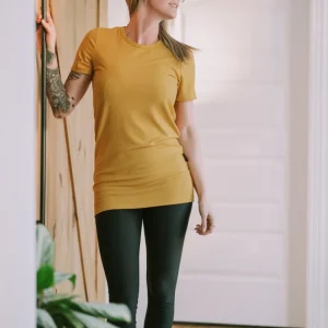 T-shirt tunic courte - Rib jaune